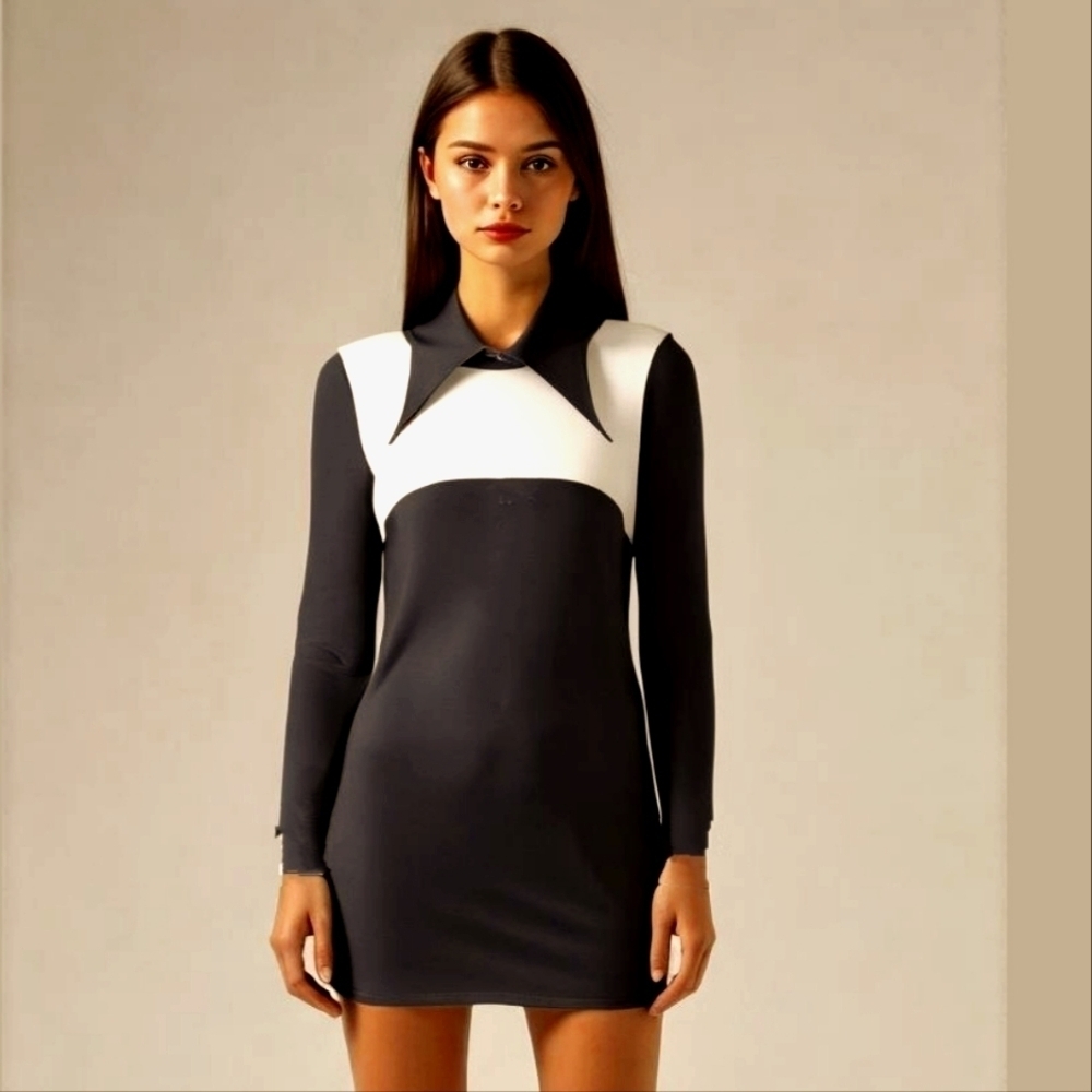 MAISON BLANCHE monochromatic bodycon dress.